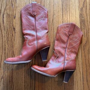 Vintage Style Brown Leather Western Boots